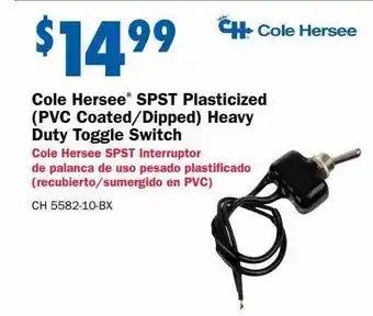 Carquest Cole hersee spst plasticized (pvc coated dipped) heavy duty toggle switch offer