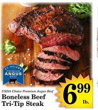 Harvest Foods Usda choice premium angus beef boneless beef tri-tip steak offer