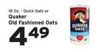 Hannaford Quaker old fashioned oats offer