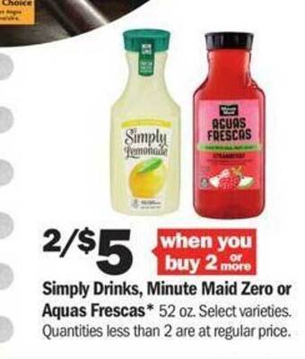 Meijer Simply drinks, minute maid zero or aquas frescas offer