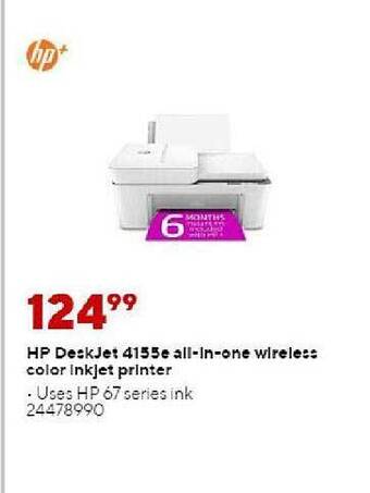 Staples Hp deskjet 4155e all-in-one wireless color inkjet printer offer