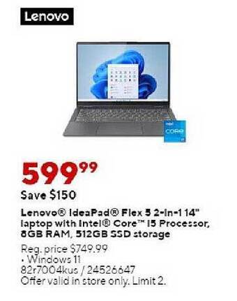 Staples Lenovo ideapad flex 5 2-in-1 14 offer