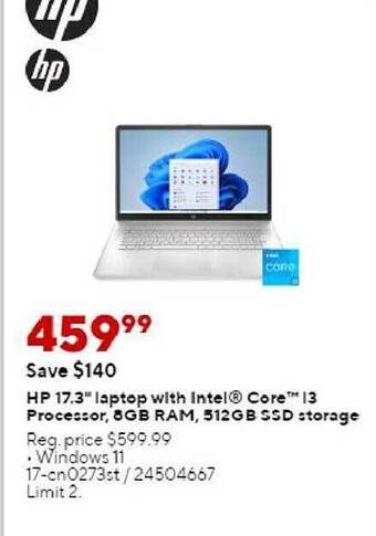 Staples Hp 17.3 offer