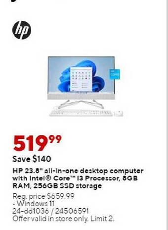 Staples Hp 23.8 offer