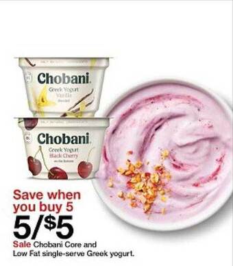 Target Chobani core and low fat single-serve greek yogurt offer