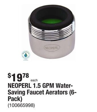 The Home Depot Neoperl 1.5 gpm water-saving faucet aerators (6-pack) offer