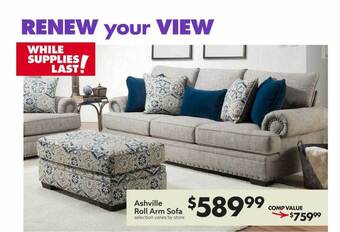 Big Lots Ashville roll arm sofa offer