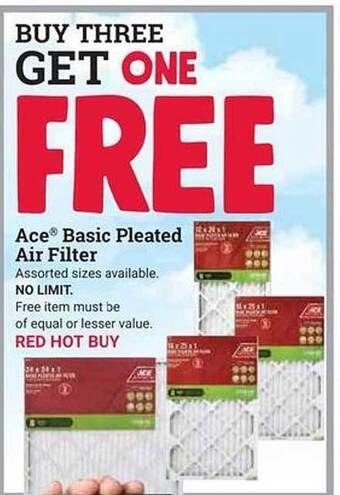 Ace Hardware Ace basic pleated air filter offer