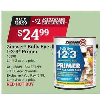 Ace Hardware Zinsser bulls eye 1-2-3 primer offer