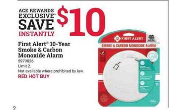 Ace Hardware First alert 10-year smoke & carbon monoxide alarm offer