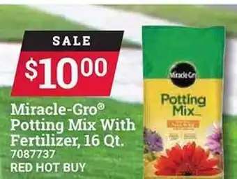 Ace Hardware Miracle-gro potting mix with fertilizer offer