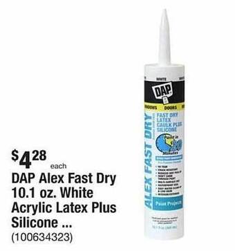 The Home Depot Dap alex fast dry 10.1 oz. white acrylic latex plus silicone offer