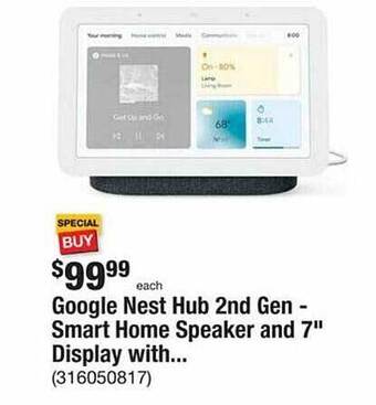 The Home Depot Google nest hub 2nd gen - smart home speaker and 7 offer