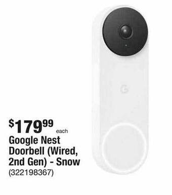 The Home Depot Google nest doorbell (wired, 2nd gen) - snow offer
