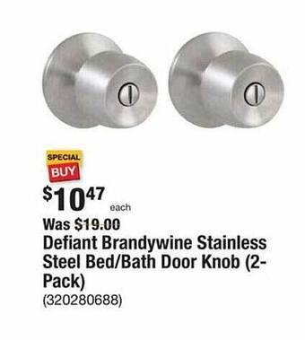 The Home Depot Defiant brandywine stainless steel bed bath door knob offer