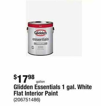 The Home Depot Glidden essentials 1 gal. white flat interior paint offer