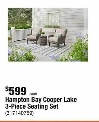 The Home Depot Hampton bay cooper lake 3-piece seating set offer