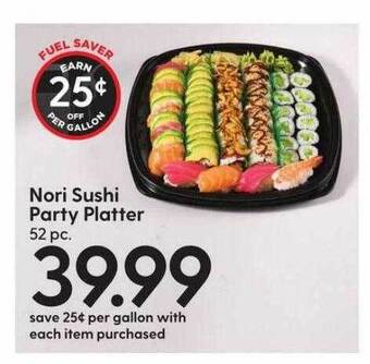 Hy-Vee Nori sushi party platter offer