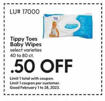 Hy-Vee Tippy toes baby wipes offer