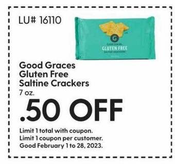 Hy-Vee Good graces gluten free saltine crackers offer