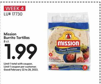 Hy-Vee Mission burrito tortillas offer