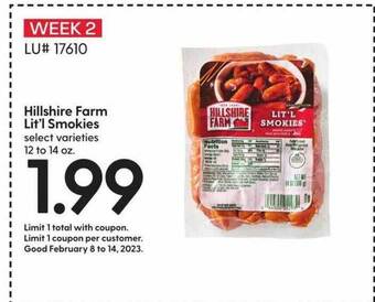 Hy-Vee Hillshire farm lit'l smokies offer