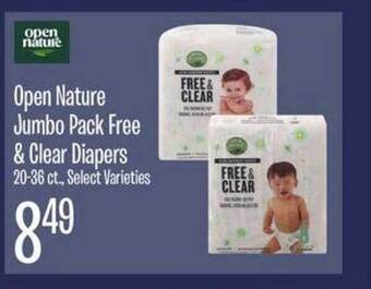 Jewel-Osco Open nature jumbo pack free & clear diapers offer