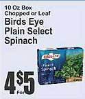 Key Food Birds eye plain select spinach offer