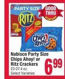 Jewel-Osco Nabisco party size chips ahoy! or ritz crackers offer