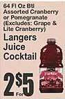 Key Food Langers juice cocktail offer