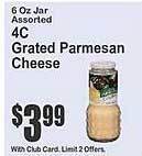 Key Food 4c grated parmesan cheese offer