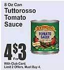 Key Food Tuttorosso tomato sauce offer