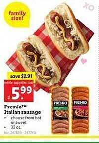 Lidl Premio italian sausage offer