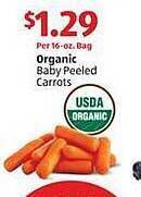 Aldi Organic baby peeled carrots offer
