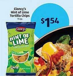 Aldi Clancy's hint of lime tortilla chips offer