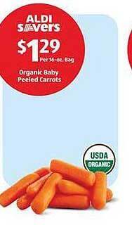 Aldi Organic baby peeled carrots offer