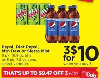 Cub Foods Pepsi, diet pepsi mtn dew or sierra mist offer