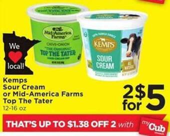 Cub Foods Kemps sour cream or mid-america farms top the tater offer
