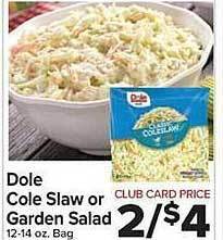 Food Town Store Dole cole slaw or garden salad offer