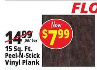 Ocean State Job Lot 15 sq. ft. peel-n-stick vinyl plank offer