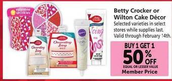 Safeway Betty crocker or wilton cake décor offer