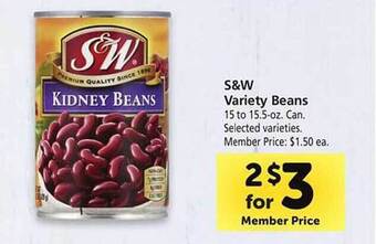 Safeway S&w variety beans offer