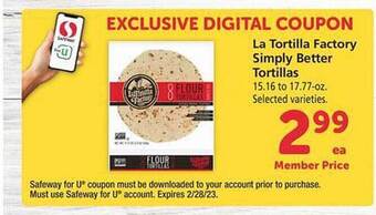 Safeway La tortilla factory simply better tortillas offer