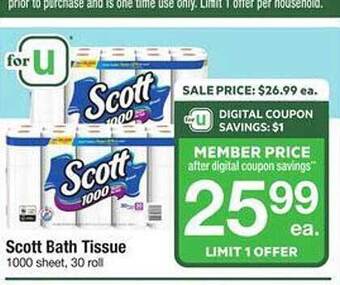 Safeway Scott bath tissue offer