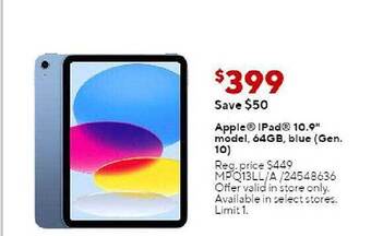 Staples Apple ipad 10.9 offer
