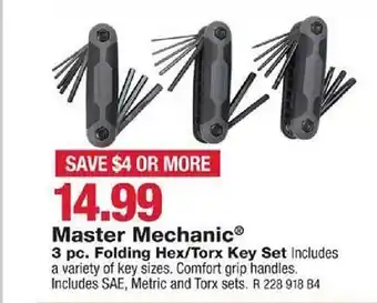 True Value Master mechanic 3 pc. folding hex torx key set offer