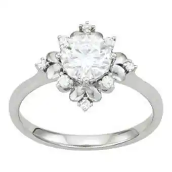 Kohl's Charles & colvard 14k white gold 1 1/10 carat t.w. lab-created moissanite floral halo ring offer