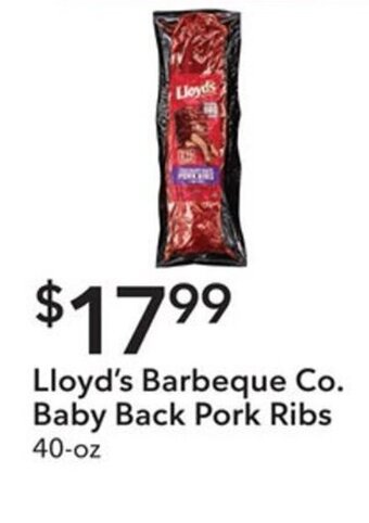 Publix Lloyd's Barbeque Co. Baby Back Pork Ribs 40-oz offer