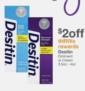 Kinney Drugs Desitin ointment or cream offer
