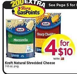 Tops Kraft natural shredded cheese offer